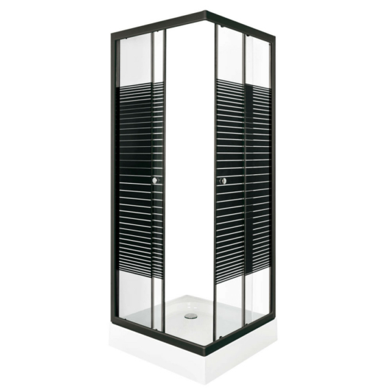 PICO Black stripe 90 szögletes zuhanykabin zuhanytálcával