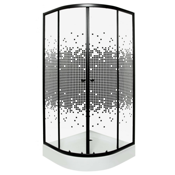 Pixel Black 90 íves zuhanykabin zuhanytálcával