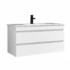 Kép 1/10 - Cube 100 alsó fürdőszobabútor kerámia mosdóval 2 fiókos, magasfényű festett fehér