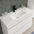 Kép 4/10 - Cube 100 alsó fürdőszobabútor kerámia mosdóval 2 fiókos, magasfényű festett fehér