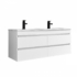 Kép 1/10 - Cube 120 alsó fürdőszobabútor kerámia mosdóval 2 fiókos, magasfényű festett fehér