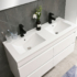 Kép 6/10 - Cube 120 alsó fürdőszobabútor kerámia mosdóval 2 fiókos, magasfényű festett fehér