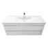 Kép 2/3 - Cube 120 alsó fürdőszobabútor 1 medencés kerámia mosdóval 2 fiókos, magasfényű festett fehér