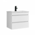 Kép 1/10 - Cube 60 alsó fürdőszobabútor kerámia mosdóval 2 fiókos, magasfényű festett fehér
