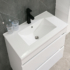 Kép 6/10 - Cube 80 alsó fürdőszobabútor kerámia mosdóval 2 fiókos, magasfényű festett fehér